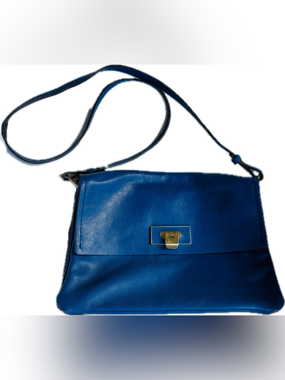 ✨ Massimo Dutti Cobalt Blue Genuine Leather Crossbody Bag ✨